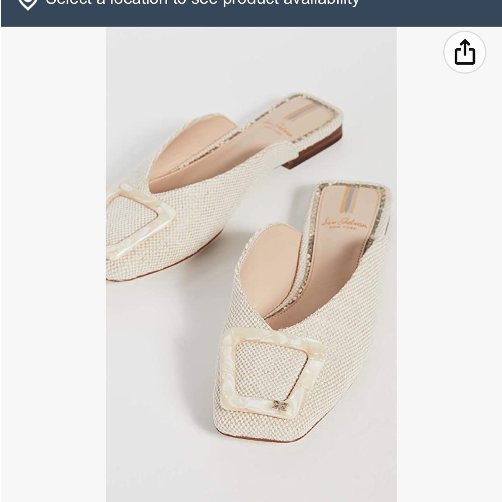 COPY - Sam Edelman "Lavina" Natural Canvas Square Toe and Buckle Mule Slide 7.5